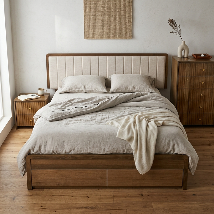 BARCELONA Wooden Bed W/ Storage