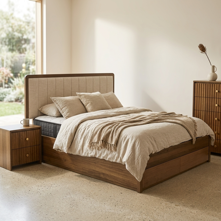 BARCELONA Wooden Bed W/ Storage