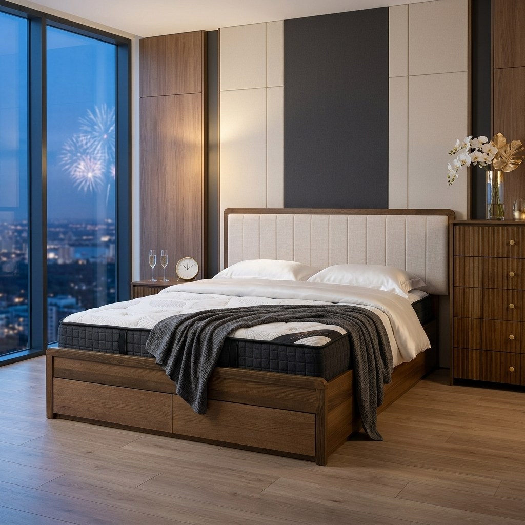 BARCELONA Wooden Bed W/ Storage