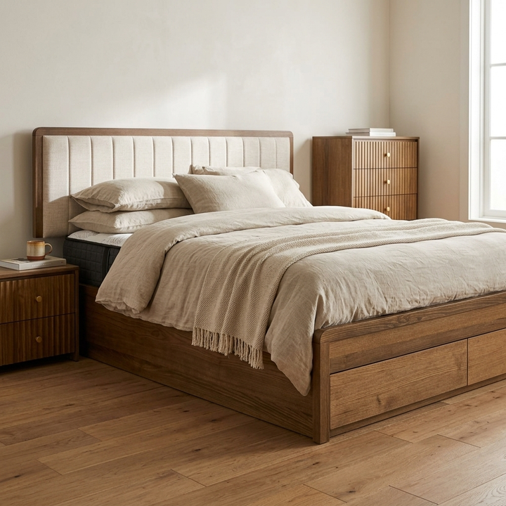 BARCELONA Wooden Bed W/ Storage