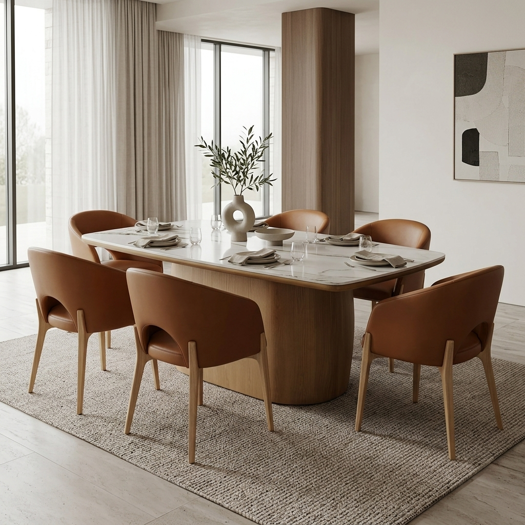 SILVANUS EMBER Dining Table with 6 FREE CHAIRS