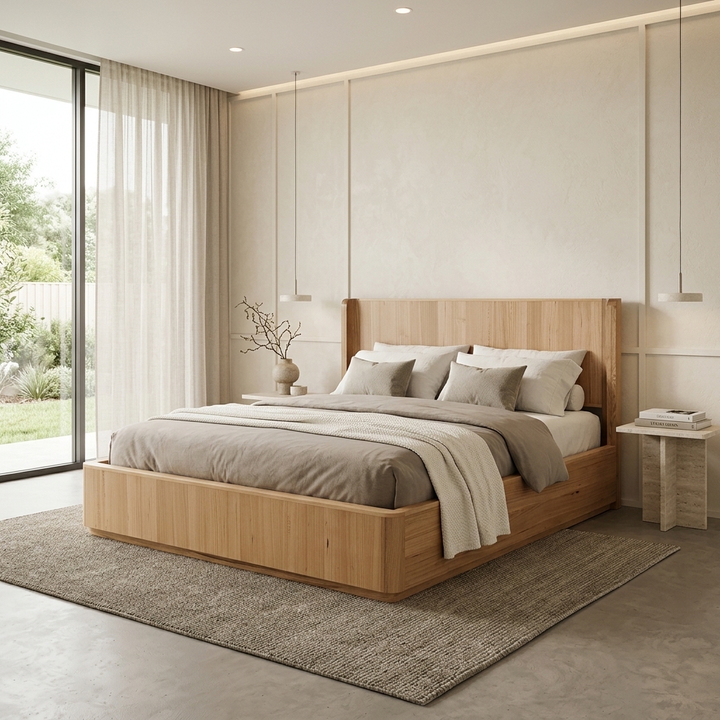 MARRAKESH Solid Messmate Wooden Bed W/ Gas lift Storage