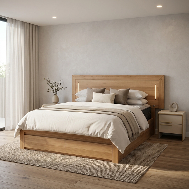 MORGAN Solid Messmate Wooden Bed W/ Drawers