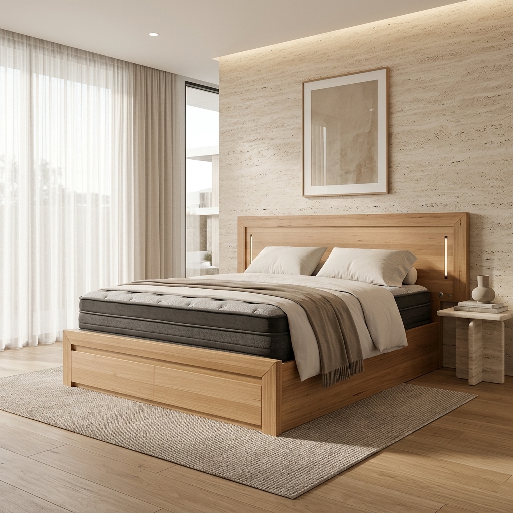 MORGAN Solid Messmate Wooden Bed W/ Drawers
