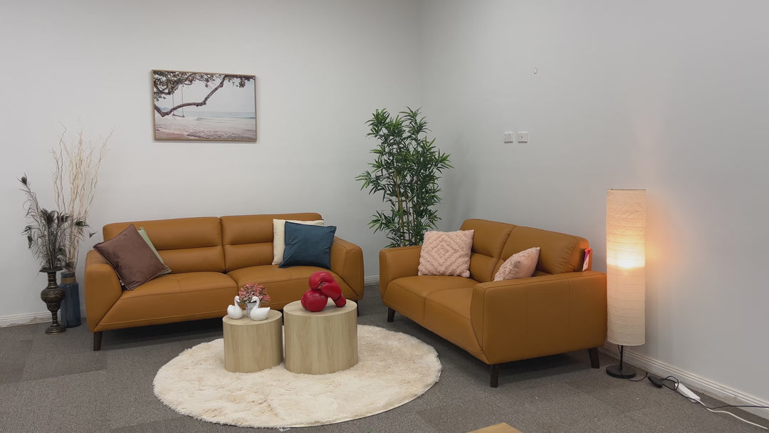 Orange 3 + 2 Seater Genuine Leather Sofa