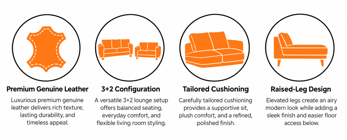 PRIMO 3+2 Leather Lounge