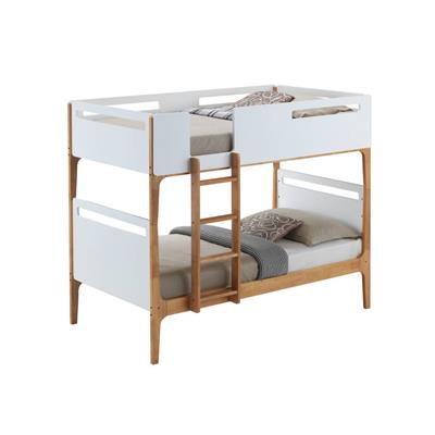 Hayes Contemporary Bunk Bed in White and Oak