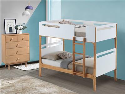 Hayes Contemporary Bunk Bed in White and Oak