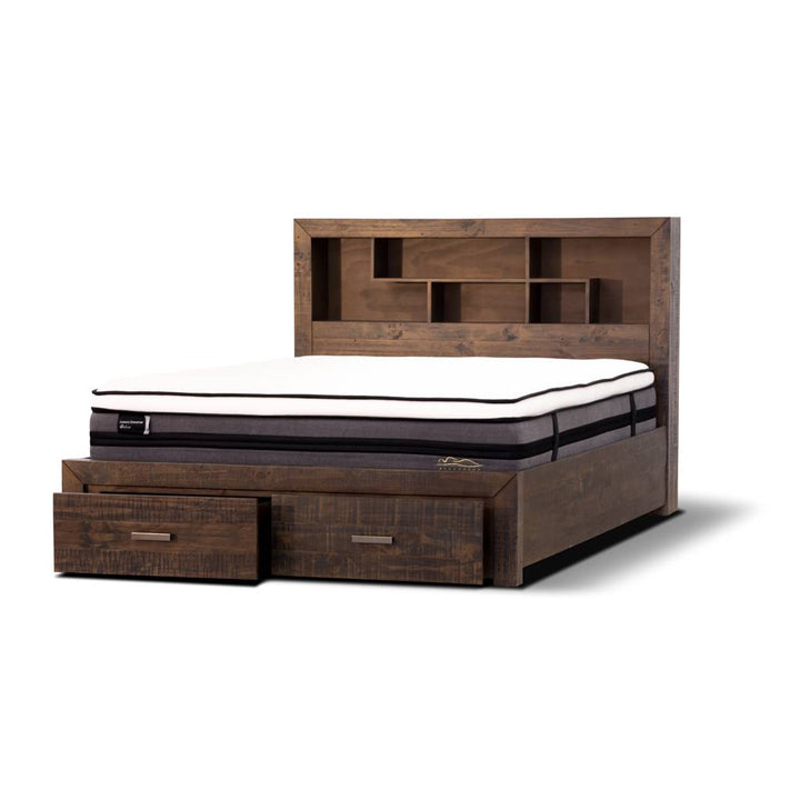 Sedona Recycled Pine Bed with Bookend Headboard & Storage