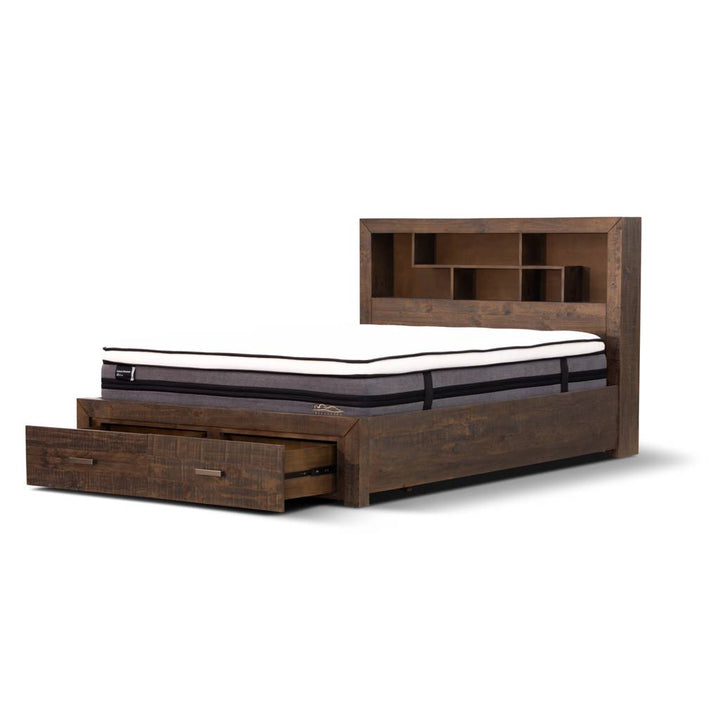 Sedona Recycled Pine Bed with Bookend Headboard & Storage