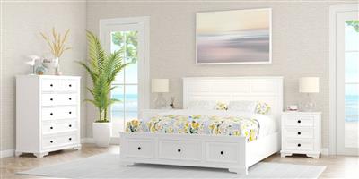 Vienna White Coastal Bedroom Suite with High Headboard