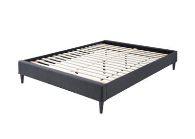 Double Bed Base with Roller Slats & Mid-Grey Upholstery