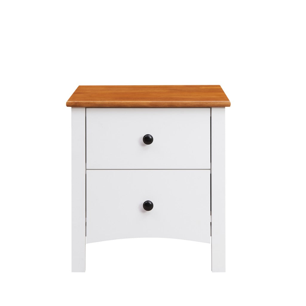 Fusion 2DRAWER BEDSIDE TABLE 42X53X55.5CM-WHT/MID BROWN