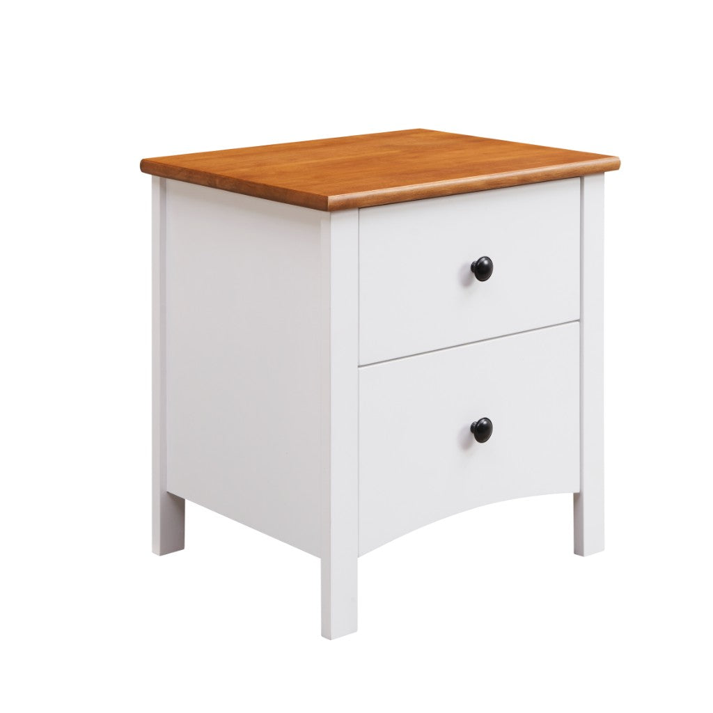 Fusion 2DRAWER BEDSIDE TABLE 42X53X55.5CM-WHT/MID BROWN