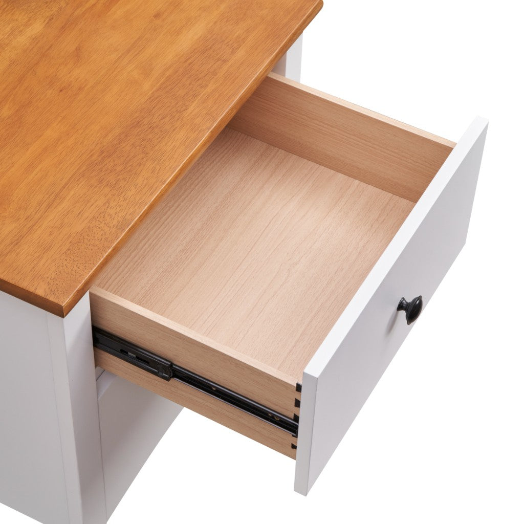 Fusion 2DRAWER BEDSIDE TABLE 42X53X55.5CM-WHT/MID BROWN