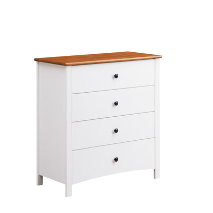 Fusion 4 DRAWER TALLBOY 42X90X95CM-WHT/MID BROWN