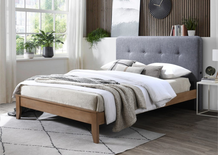 Dallas King Bed with USB Charging & Button Tufted Headboard