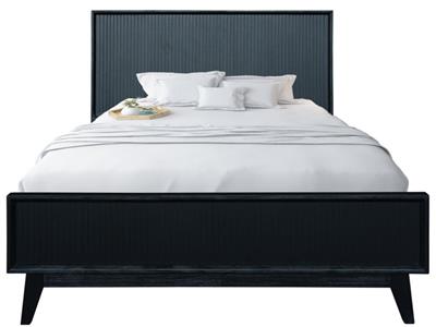 Ella Solid Acacia Queen Bed in Brushed Black