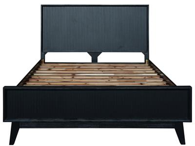 Ella Solid Acacia Queen Bed in Brushed Black