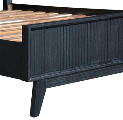 Ella Solid Acacia Queen Bed in Brushed Black
