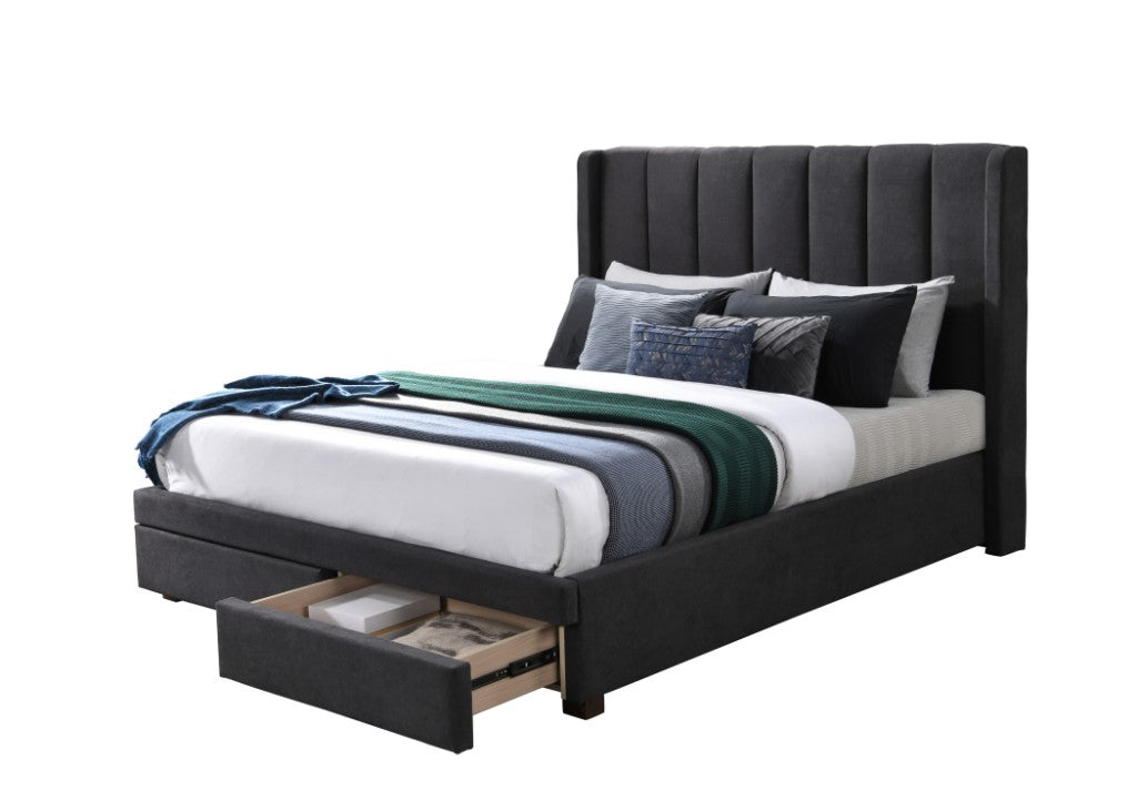 Perrisa Winged Bed with Footboard Storage Drawers