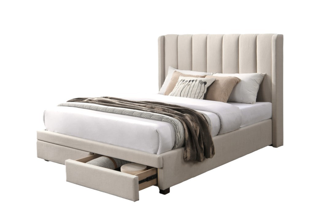 Perrisa Winged Bed with Footboard Storage Drawers